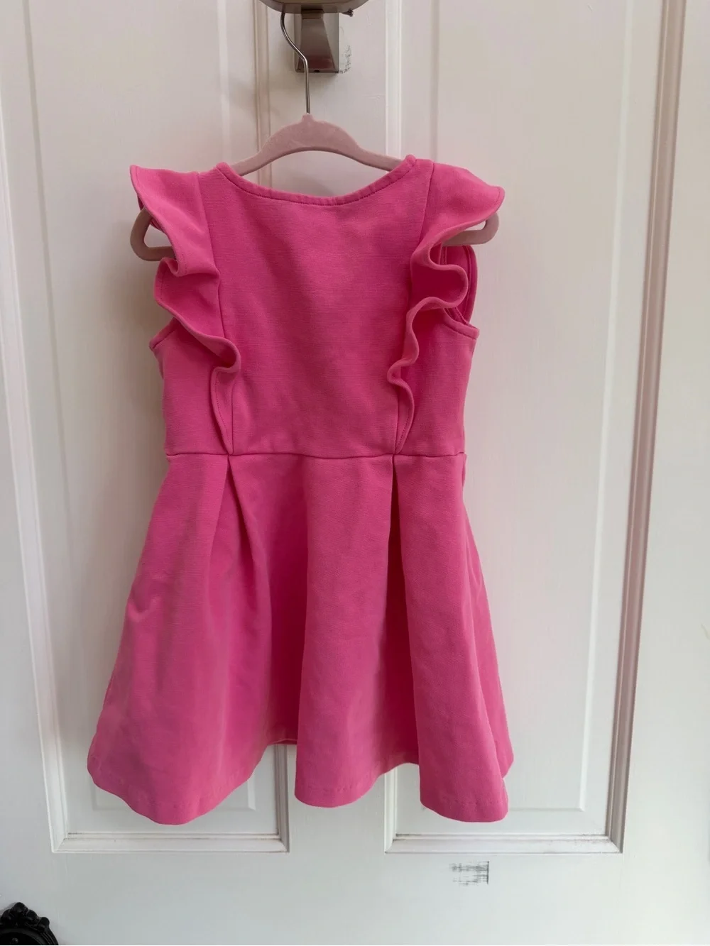Polo by Ralph Lauren Girls 4 4T Bright Pink Ruffle Shor Sleeve Fit & Flare Dress